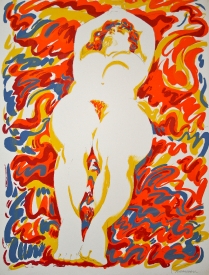 Frederic BRANDON - Original print - Lithograph - Orange nude