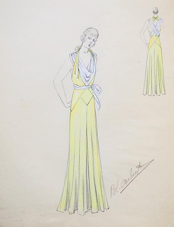VIONNET Workshop - Original drawing - Pencil - Yellow dress 1