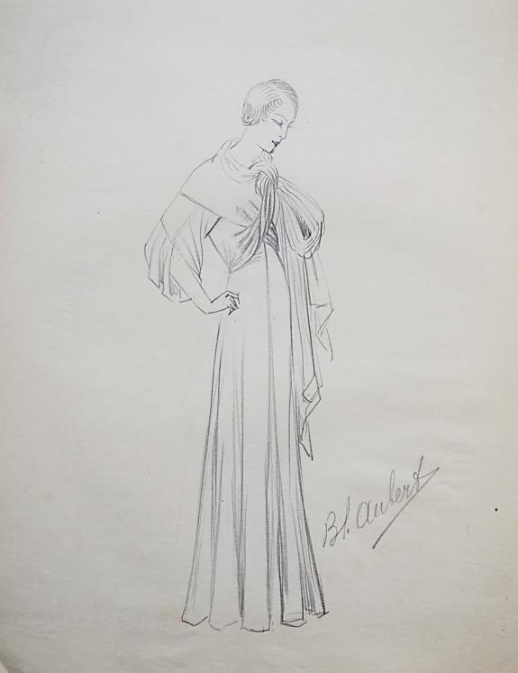 VIONNET Workshop - Original drawing - Pencil - Bow dress 2