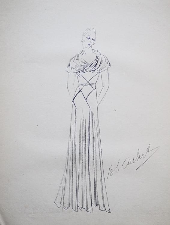 VIONNET Workshop - Original drawing - Pencil - Draped dress 3