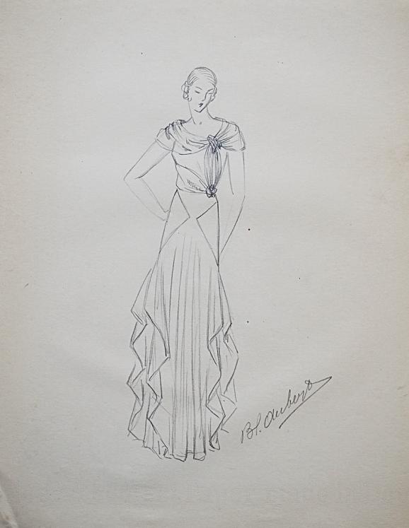 VIONNET Workshop - Original drawing - Pencil - Dress 5