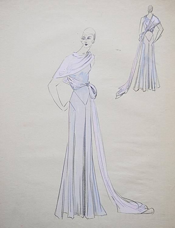 VIONNET Workshop - Original drawing - Pencil - Purple tied dress 6