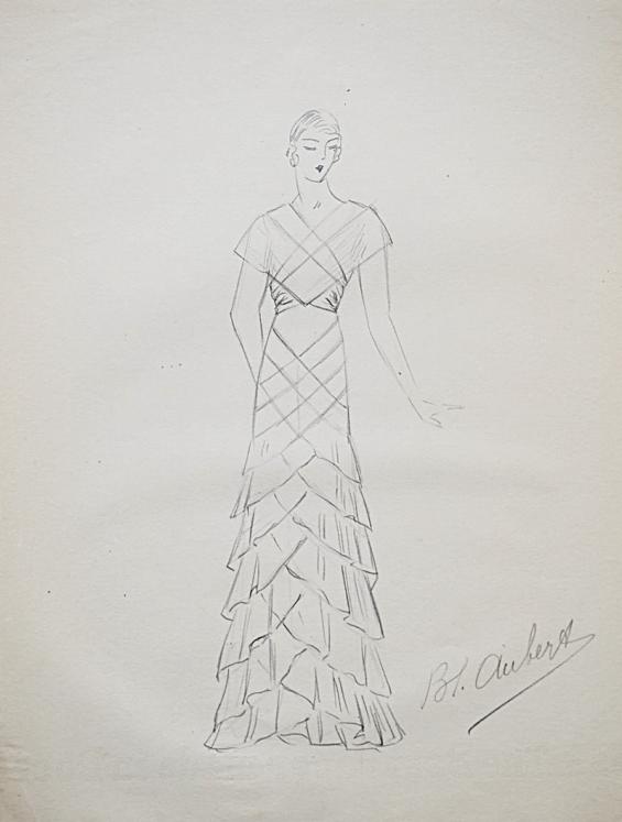 VIONNET Workshop - Original drawing - Pencil - Dress 16