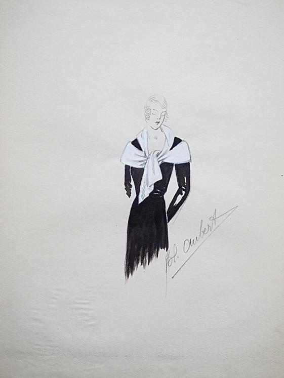 VIONNET Workshop - Original drawing - Pencil - Black and white dress project 36