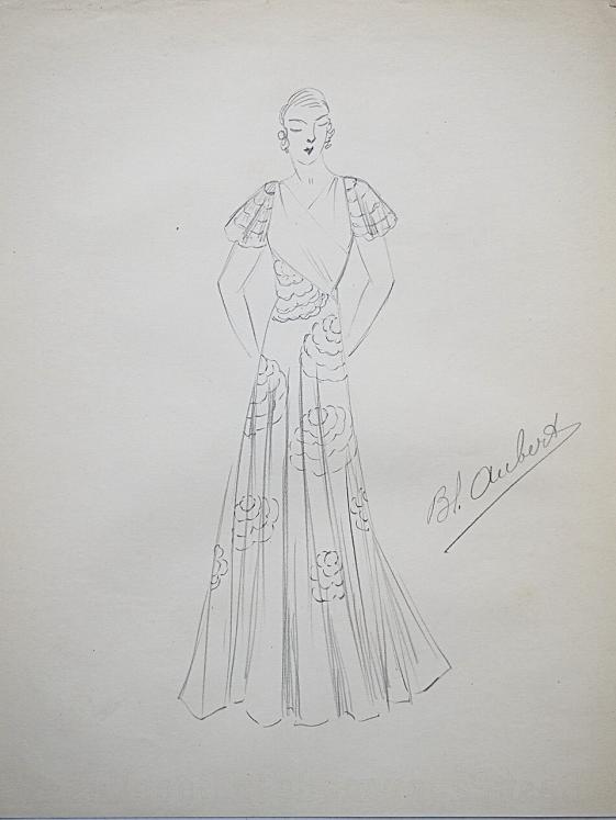 VIONNET Workshop - Original drawing - Pencil - Floral dress 42