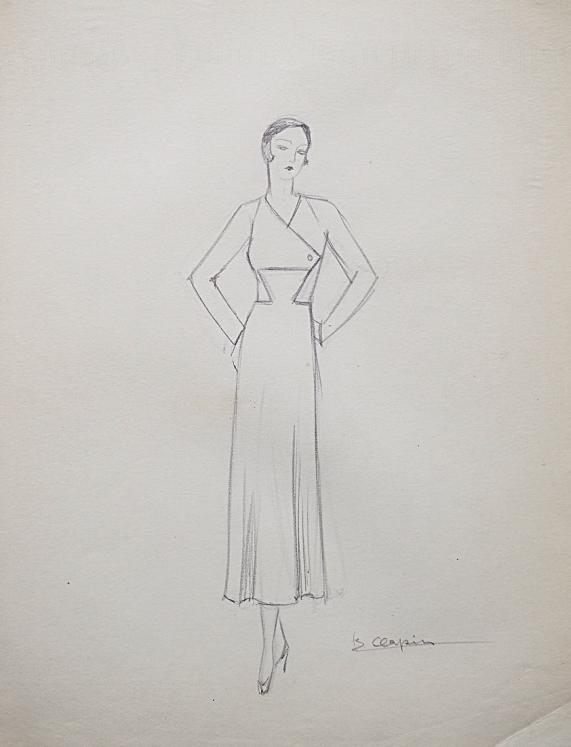 VIONNET Workshop - Original drawing - Pencil - Dress 62