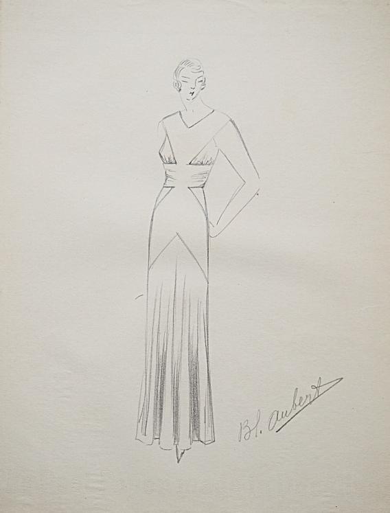 VIONNET Workshop - Original drawing - Pencil - Dress 75