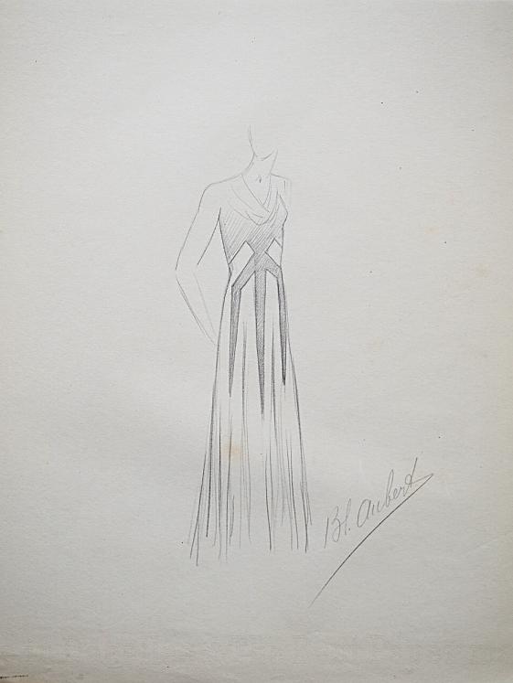 VIONNET Workshop - Original drawing - Pencil - Dress 77