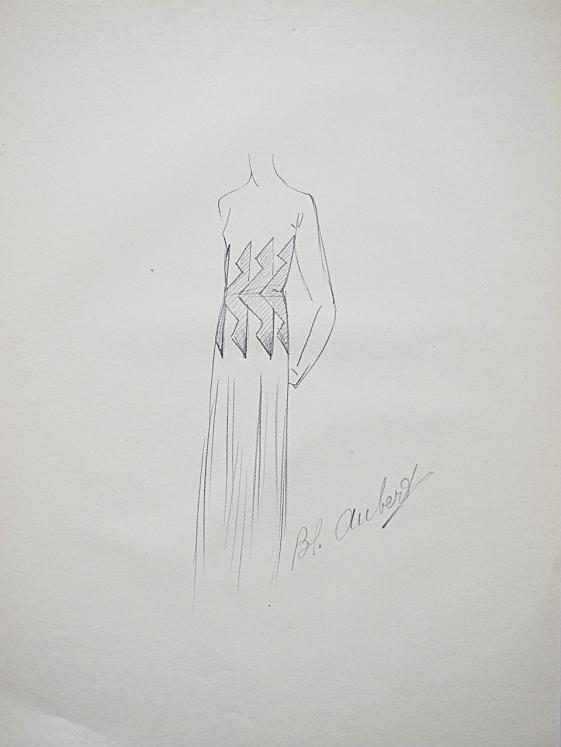 VIONNET Workshop - Original drawing - Pencil - Dress 92