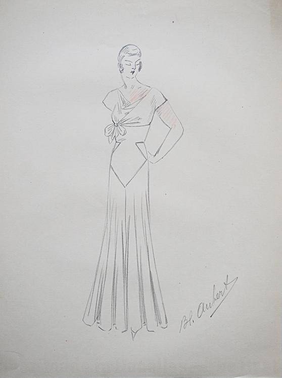 VIONNET Workshop - Original drawing - Pencil - Bow dress 101