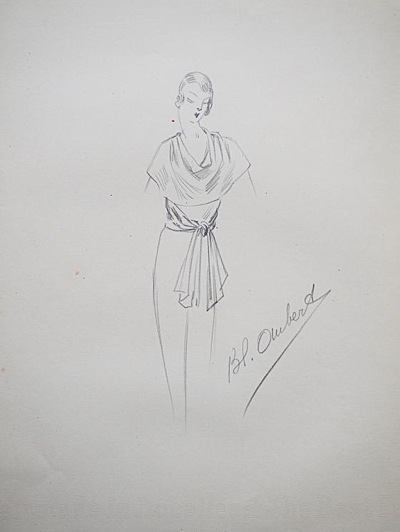 VIONNET Workshop - Original drawing - Pencil - Tied dress 104