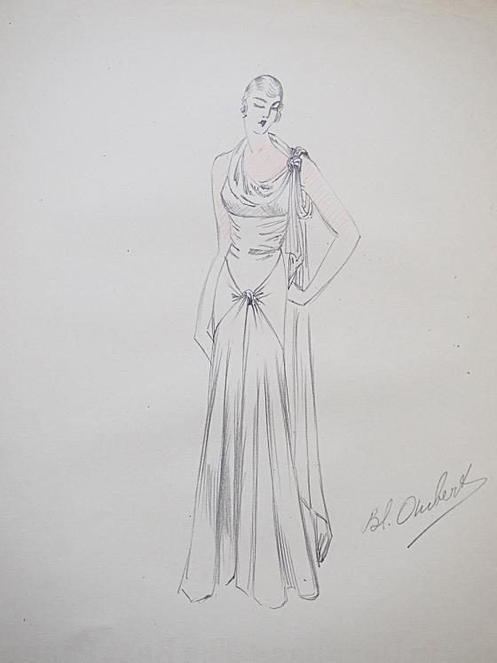 VIONNET Workshop - Original drawing - Pencil - Bow dress 116