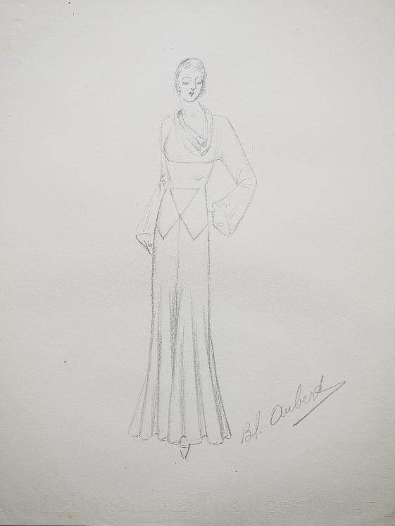 VIONNET Workshop - Original drawing - Pencil - Dress 160