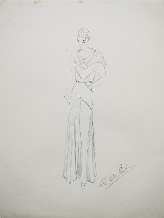 VIONNET Workshop - Original drawing - Pencil - Dress 162