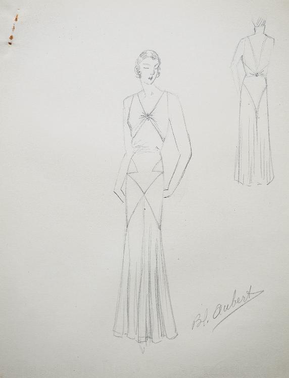 VIONNET Workshop - Original drawing - Pencil - Dress 166