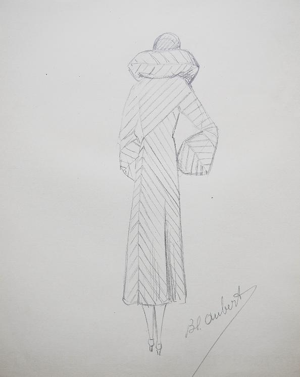 VIONNET Workshop - Original drawing - Pencil - Striped coat 172