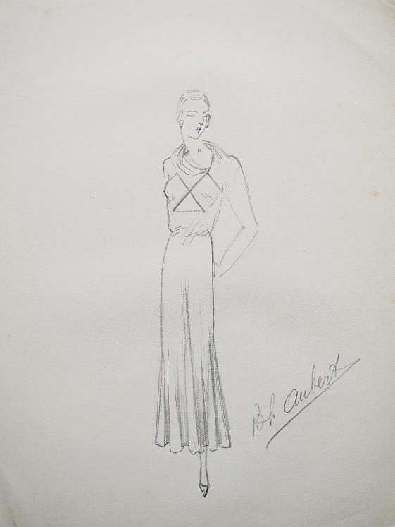 VIONNET Workshop - Original drawing - Pencil - Dress 175