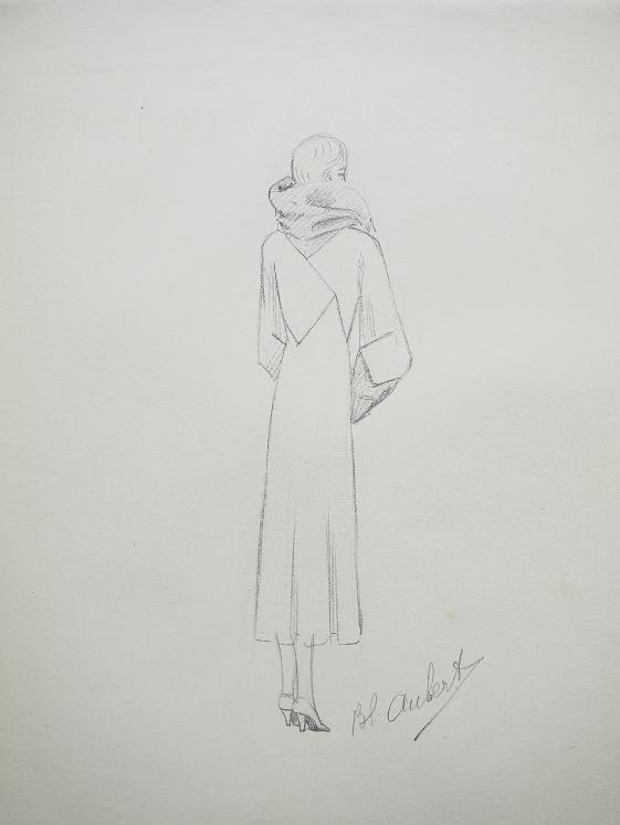 VIONNET Workshop - Original drawing - Pencil - Coat 184