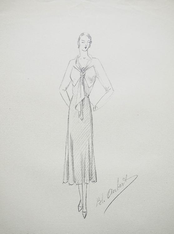 VIONNET Workshop - Original drawing - Pencil - Dress 185