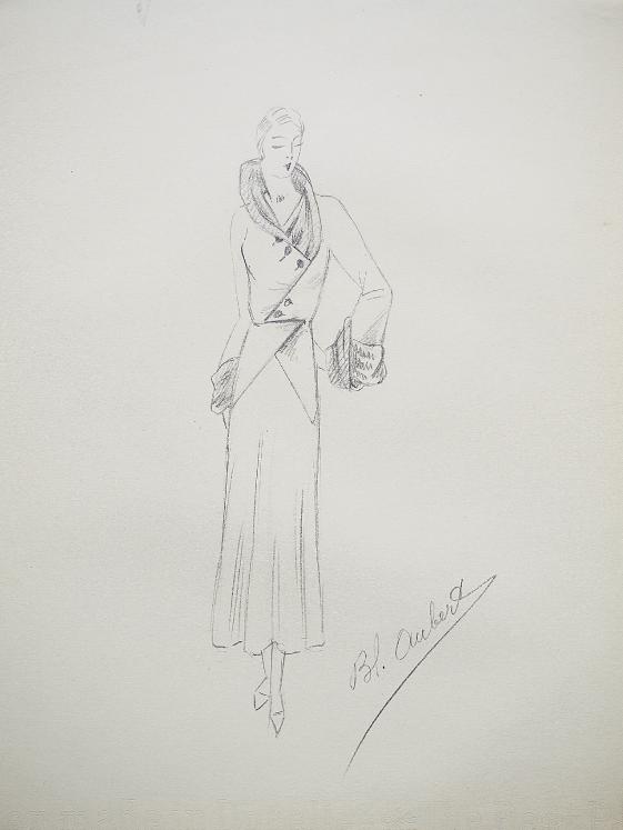 VIONNET Workshop - Original drawing - Pencil - Coat 186