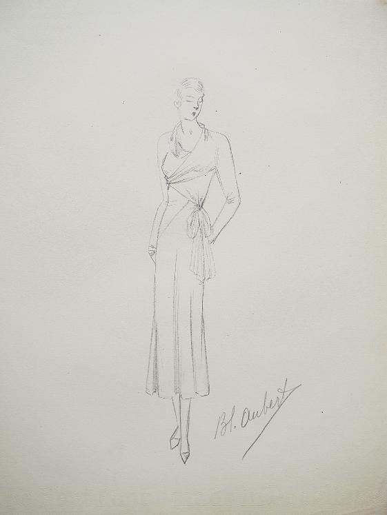 VIONNET Workshop - Original drawing - Pencil - Dress 187