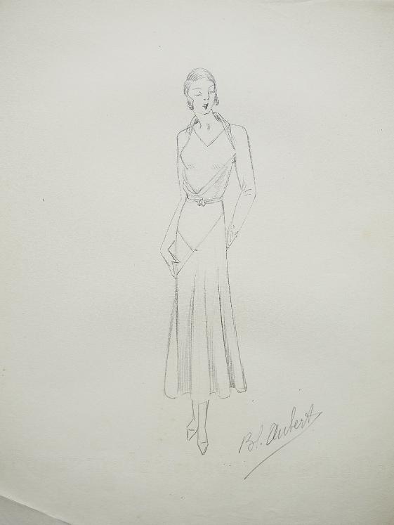 VIONNET Workshop - Original drawing - Pencil - Dress 195