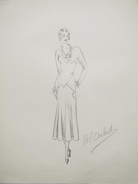 VIONNET Workshop - Original drawing - Pencil - Dress 197