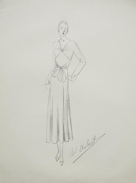 VIONNET Workshop - Original drawing - Pencil - Dress 200
