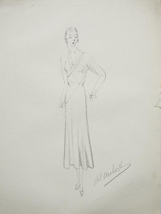 VIONNET Workshop - Original drawing - Pencil - Dress 202