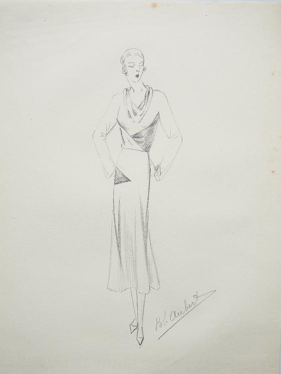VIONNET Workshop - Original drawing - Pencil - Dress 203
