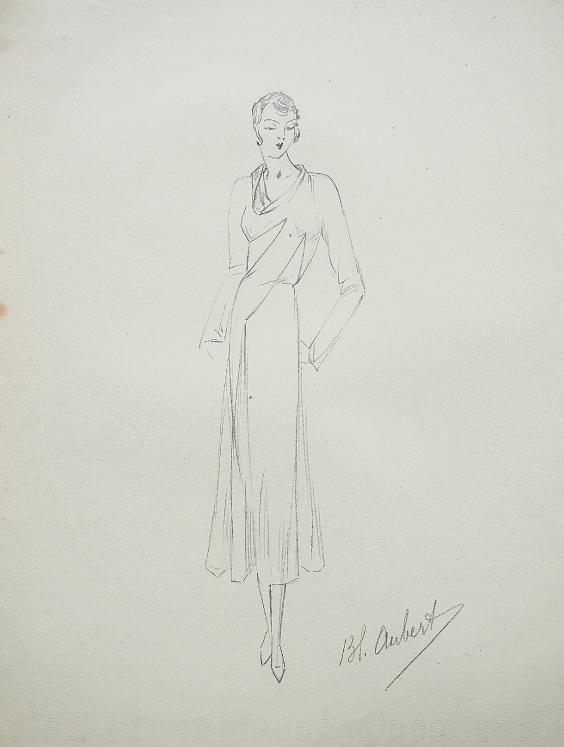 VIONNET Workshop - Original drawing - Pencil - Dress 206