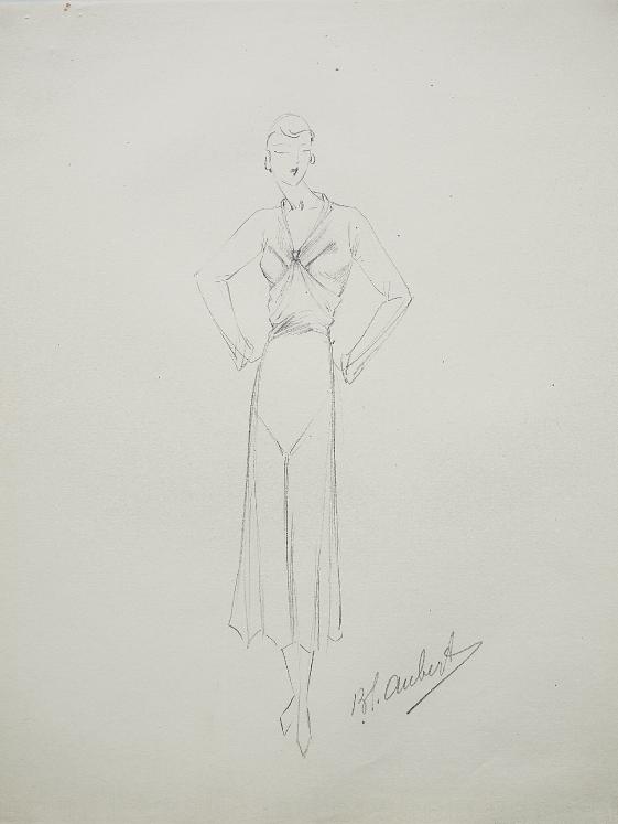 VIONNET Workshop - Original drawing - Pencil - Dress 207