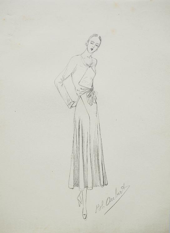 VIONNET Workshop - Original drawing - Pencil - Dress 214