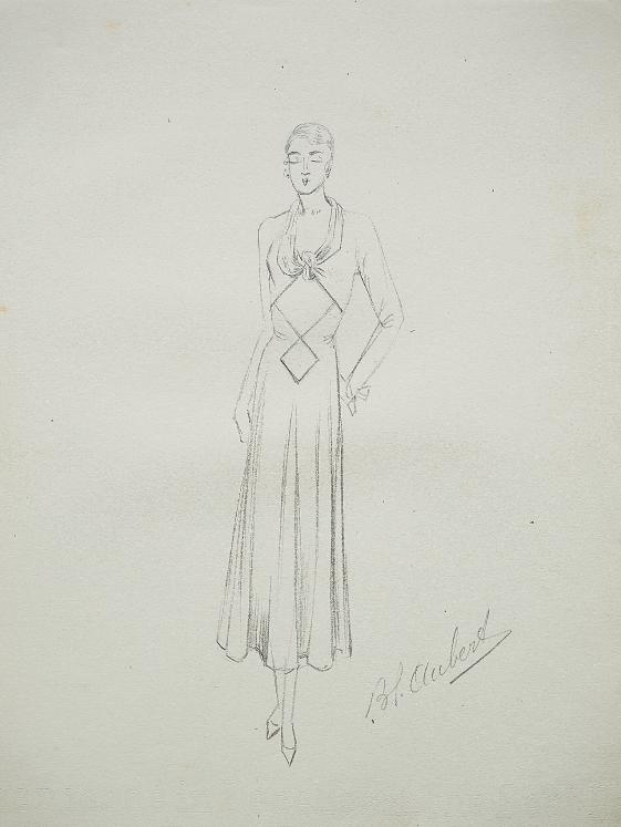 VIONNET Workshop - Original drawing - Pencil - Bow dress 216