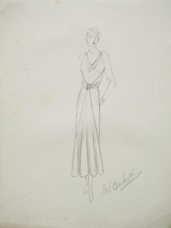 VIONNET Workshop - Original drawing - Pencil - Dress 218
