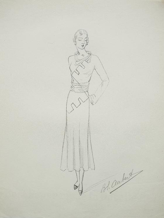 VIONNET Workshop - Original drawing - Pencil - Dress 221