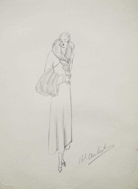 VIONNET Workshop - Original drawing - Pencil - Fur coat 222