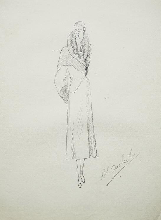 VIONNET Workshop - Original drawing - Pencil - Fur coat 223