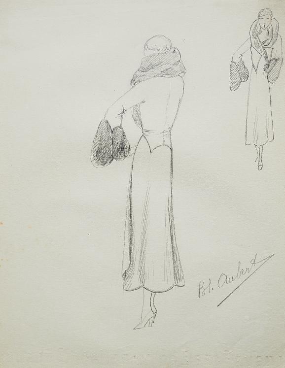 VIONNET Workshop - Original drawing - Pencil - Fur coat 234