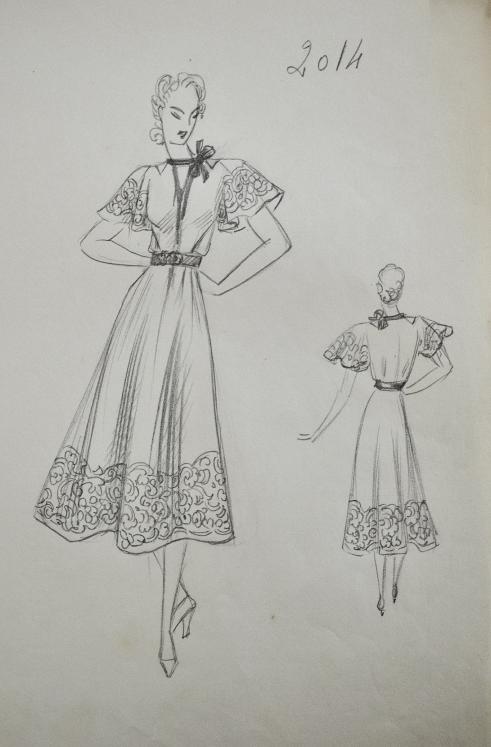 VIONNET Workshop - Original drawing - Pencil - Floral dress 252