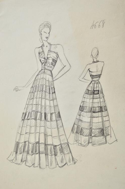 VIONNET Workshop - Original drawing - Pencil - Dress 259