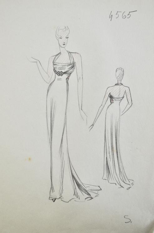 VIONNET Workshop - Original drawing - Pencil - Cocktail dress 266