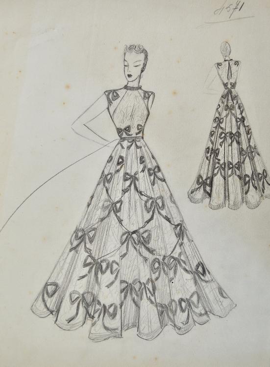 VIONNET Workshop - Original drawing - Felt - Bow dress 269
