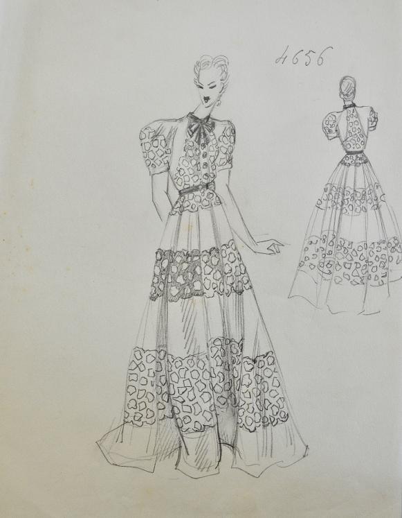 VIONNET Workshop - Original drawing - Felt - Patterned dress 272