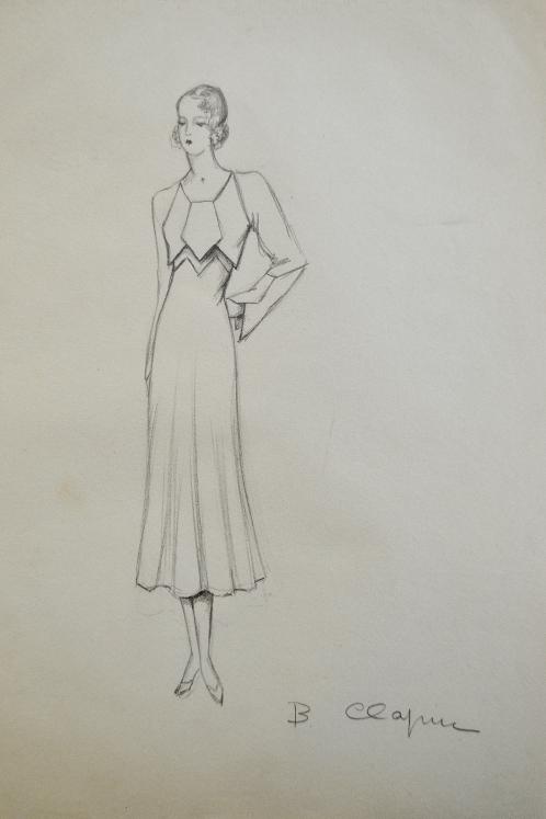 VIONNET Workshop - Original drawing - Pencil - Dress 274