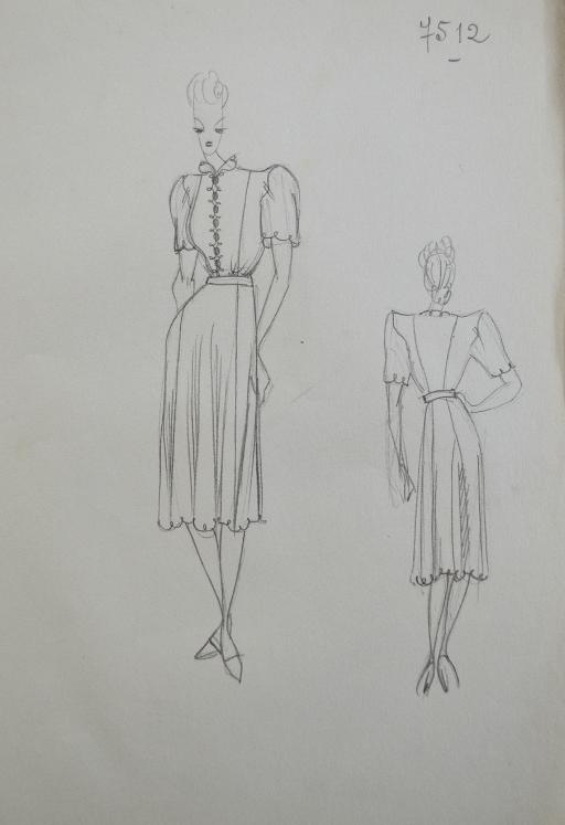 VIONNET Workshop - Original drawing - Pencil - Dress 277