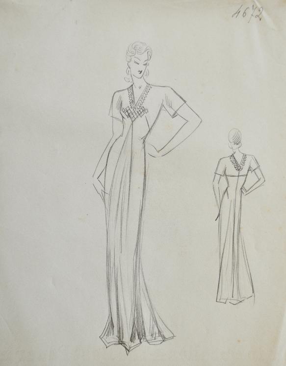 VIONNET Workshop - Original drawing - Pencil - Dress 284