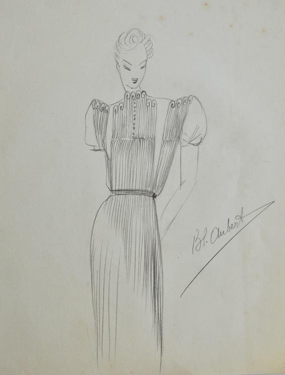 VIONNET Workshop - Original drawing - Pencil - Draped dress 289