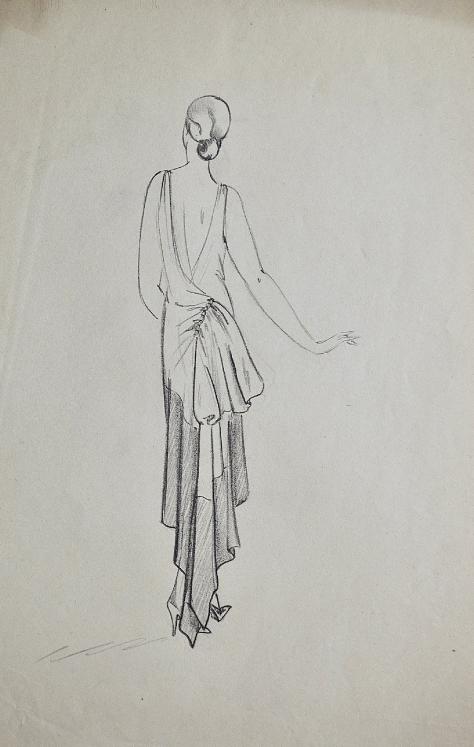VIONNET Workshop - Original drawing - Pencil - Dress 350