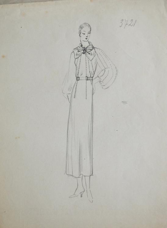 VIONNET Workshop - Original drawing - Pencil - Dress 373